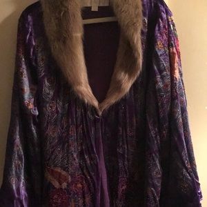 Boston Proper Velvet Burnout Peacock Wrap